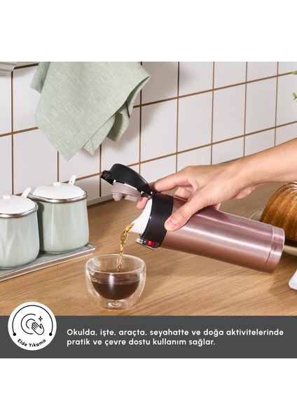 Pluton Çelik Sızdırmaz Termos 350 ml Rose Gold fırsatları