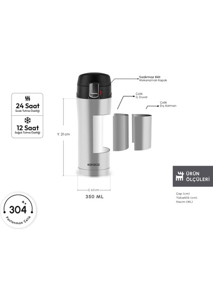 Pluton Çelik Sızdırmaz Termos 350 ml Inox fiyatları