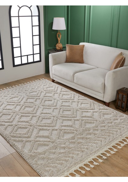 Ariana Bukleli Yumuşak Peluş Post Shaggy Krem Çocuk Odası Oturma Odası Salon Mutfak Halısı fiyatları