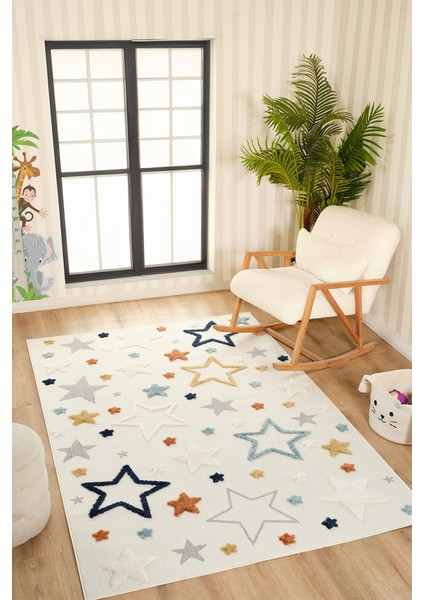 Quincey Bukleli Yumuşak Peluş Post Shaggy Krem Çocuk Odası Oturma Odası Salon Mutfak Halısı