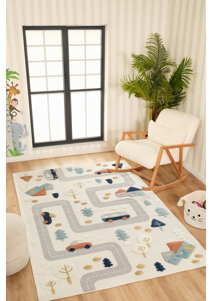 Quincey Bukleli Renkli Yumuşak Peluş Çocuk Odası Halı Bebek Odası Genç Odası Halısı