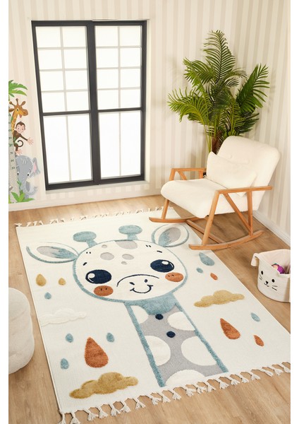 Quincey Bukleli Renkli Yumuşak Peluş Çocuk Odası Halı Bebek Odası Genç Odası Halısı