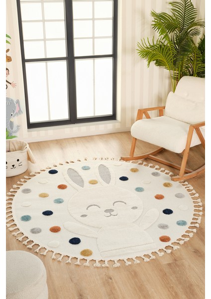 Quincey Bukleli Yumuşak Peluş Post Shaggy Krem Çocuk Odası Oturma Odası Salon Mutfak Halısı