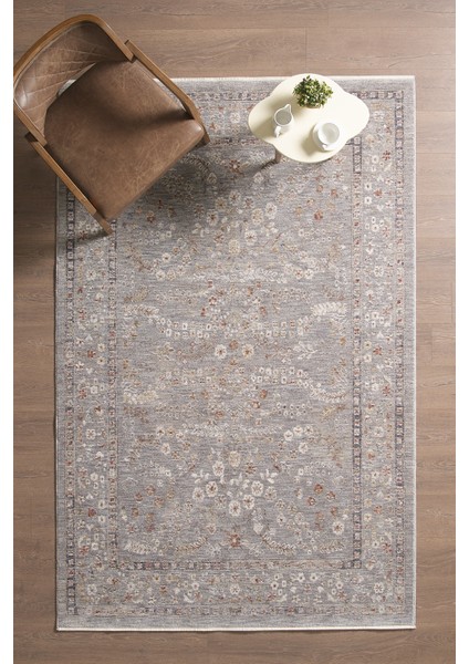 Frezia Floral Bambu Polyester Oturma Odası Salon Mutfak Halısı Eskitme Çiçekli Vintage Halı