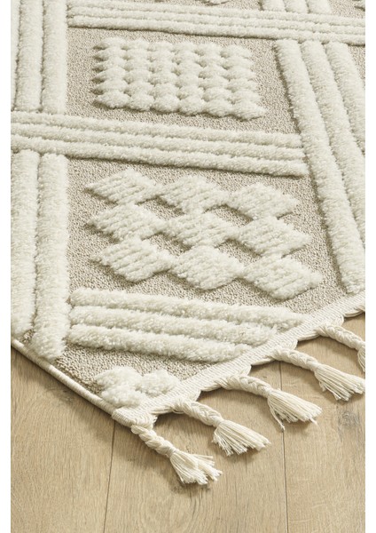 Quincey Bukleli Yumuşak Peluş Post Shaggy Krem Çocuk Odası Oturma Odası Salon Mutfak Halısı fırsatları