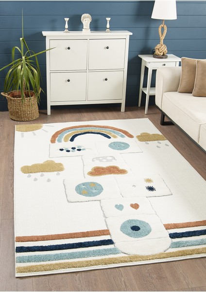 Quincey Bukleli Renkli Yumuşak Peluş Çocuk Odası Halı Bebek Odası Genç Odası Halısı