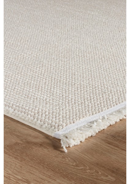 Stockholm Polyester Yumuşak Dokulu Bukleli Dokuma Makina Halısı Oturma Odası Salon Mutfak Halısı Beyaz Yolluk