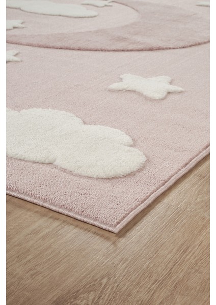 Quincey Bukleli Yumuşak Peluş Post Pembe Çocuk Odası Halı Kız Çocuk Halısı modelleri