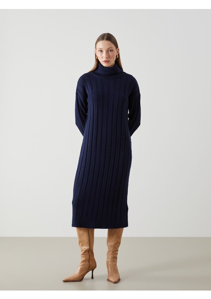 Yeni Sezon Balıkçı Yaka Kadın Triko Elbise