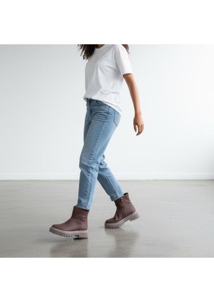 Kahve Süet Hakiki Deri Kalın Tabanlı Içten Fermuarlı Kadın Bot modelleri