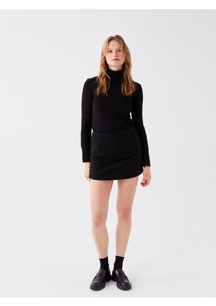 Yeni Sezon Beli Fermuarlı Kendinden Desenli Kadın Tüvit Şort Etek modelleri