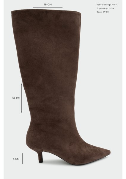 Polka Acı Kahve Sivri Burun Düz Çizme indirimleri