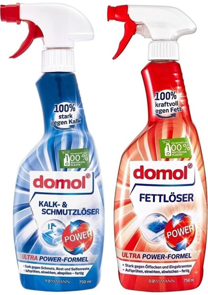Power Sprey Kir ve Kireç Çözücü 750 ml + Yağ Çözücü Sprey 750 ml Temizlik Paketi