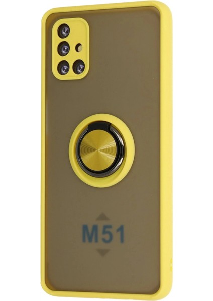 Samsung Galaxy M51 Kılıf Montreal Yüzüklü Silikon Kapak - Sarı fiyatları