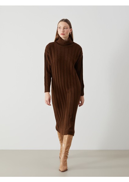 Yeni Sezon Balıkçı Yaka Kadın Triko Elbise