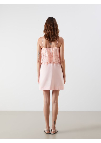 Yeni Sezon Kare Yaka Fırfırlı Poplin Mini Elbise fırsatları