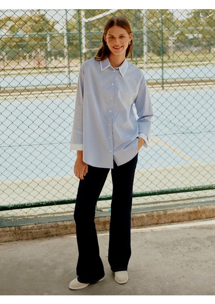 Yeni Sezon Çizgili Oversize Kadın Gömlek Tunik modelleri