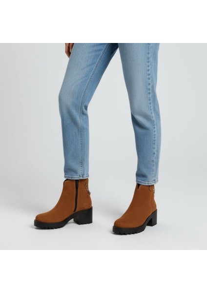 Süet Hakiki Deri Gold Zincir Detaylı Kadın Kalın Topuklu Bot fırsatları