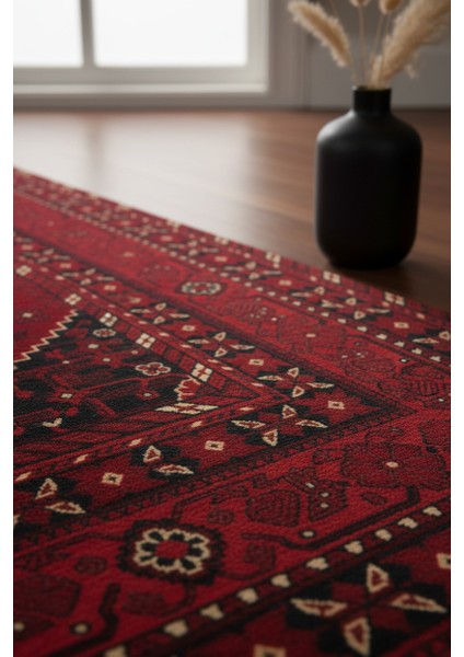 Kırmızı Etnik Desenli Halı – Modern Ev Dekorasyonuna Uyumlu, Yumuşak Dokulu Premium Halı fiyatları