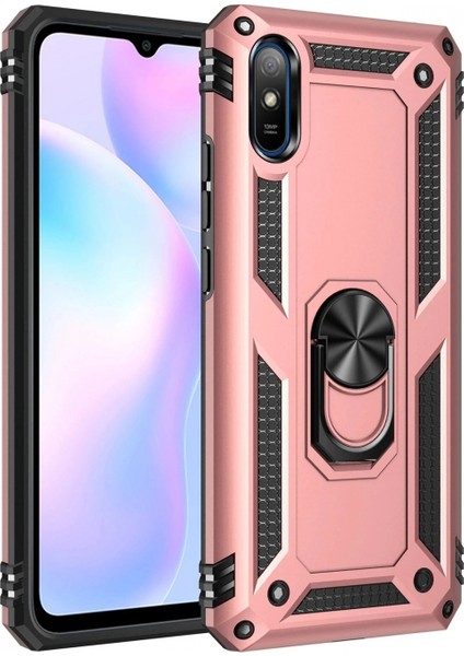 Xiaomi Redmi 9A Kılıf Sofya Yüzüklü Silikon Kapak - Rose