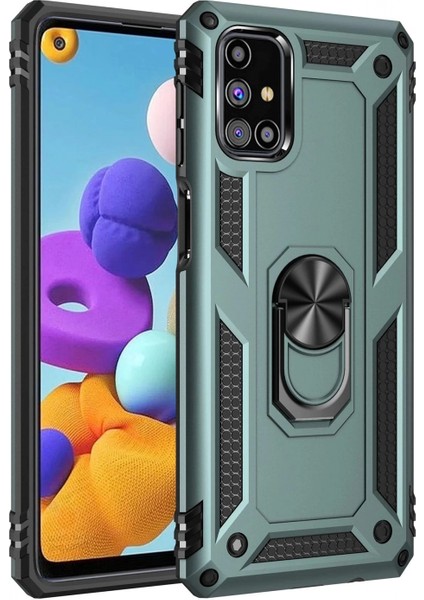Samsung Galaxy M31S Kılıf Sofya Yüzüklü Silikon Kapak - Yeşil