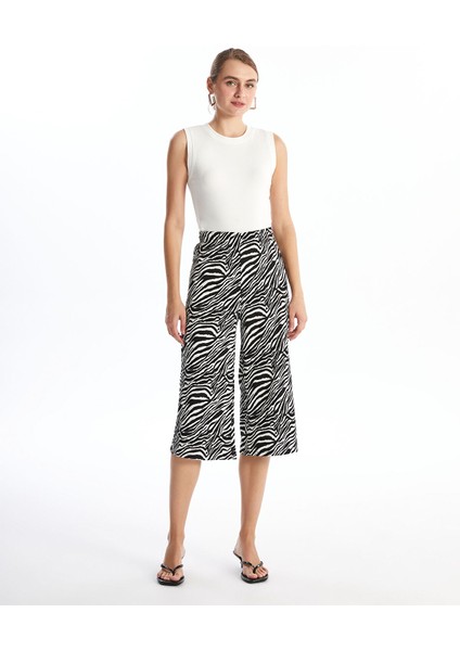 Yeni Sezon Beli Lastikli Desenli Kadın Kapri