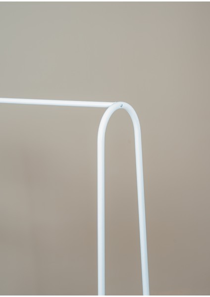 Elite1 Beyaz Metal Raflı Elbise Askısı Ayaklı Askılık Konfeksiyon Askılık