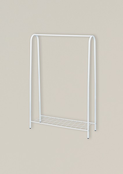 Elite1 Beyaz Metal Raflı Elbise Askısı Ayaklı Askılık Konfeksiyon Askılık