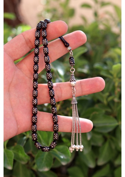 Koyu Bordo Gümüş Işlemeli Gümüş Püsküllü Ateş Kehribar Tesbih 201024756 fiyatları