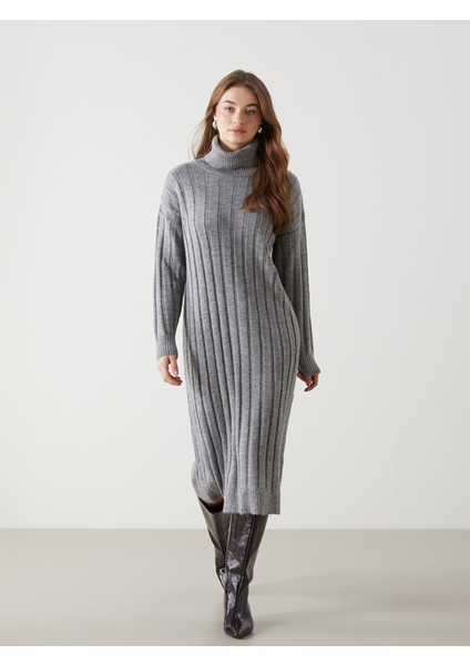 Yeni Sezon Balıkçı Yaka Kadın Triko Elbise