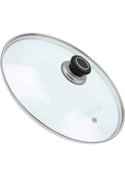 Tencere Sahan Tava Cam Kapağı Buhar Delikli Kapak Siyah Tutma Tepesi 8 Parça Set 18-20-22-24-26-28-30-32