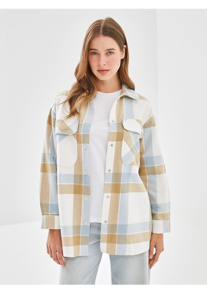 Yeni Sezon Ekose Oversize Kadın Gömlek Tunik