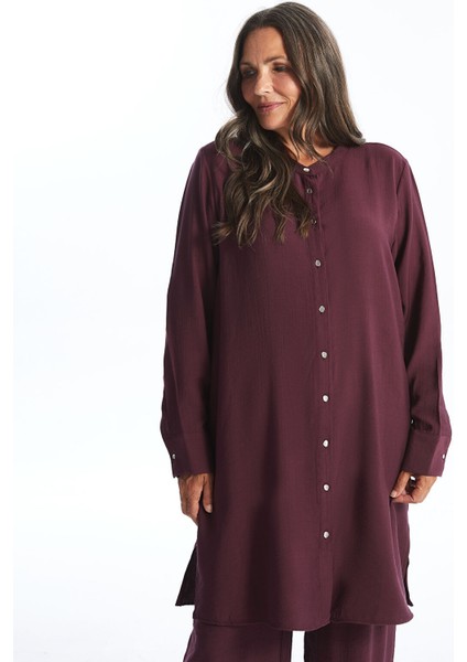 Yeni Sezon Kadın Hakim Yaka Düz Gömlek Tunik