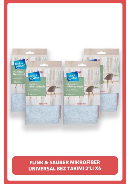 Flink & Sauber Mikrofiber Üniversal Bez Takımı 2'li X4 Adet
