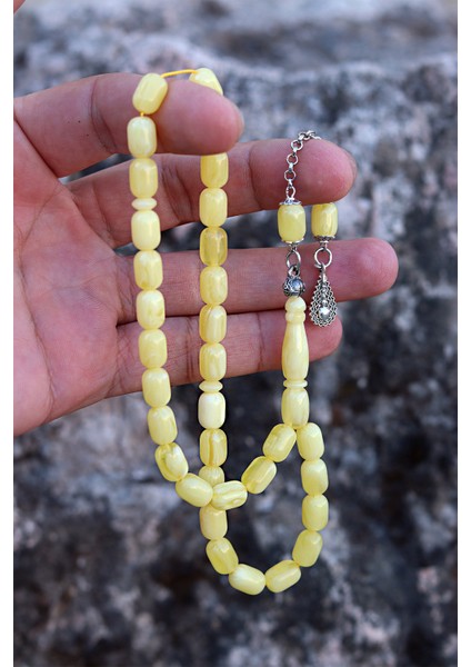 Sarı Renk Kapsül Kesim Damla Benzetmesi Beyrut Toz Kehribar Tesbih 201024770