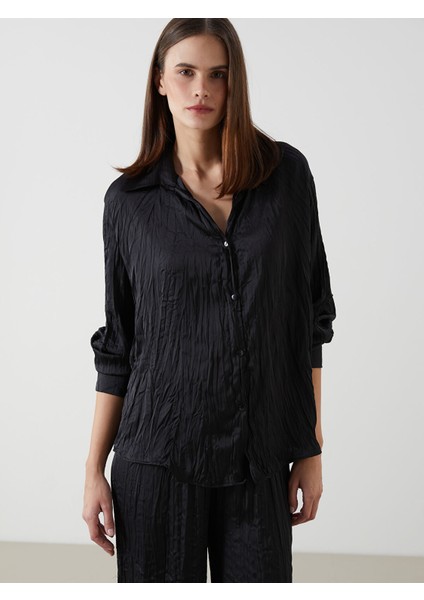 Yeni Sezon Oversize Saten Kadın Gömlek Tunik