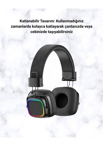 Rgb Işıklı Katlanabilir Bluetooth 5.3 Kulak Üstü Kulaklık