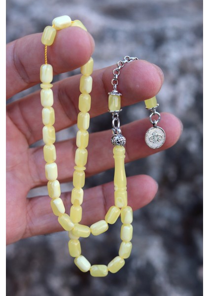 Sarı Küçük Kapsül Kesim Damla Benzetmesi Beyrut Toz Kehribar Tesbih 8x5 mm