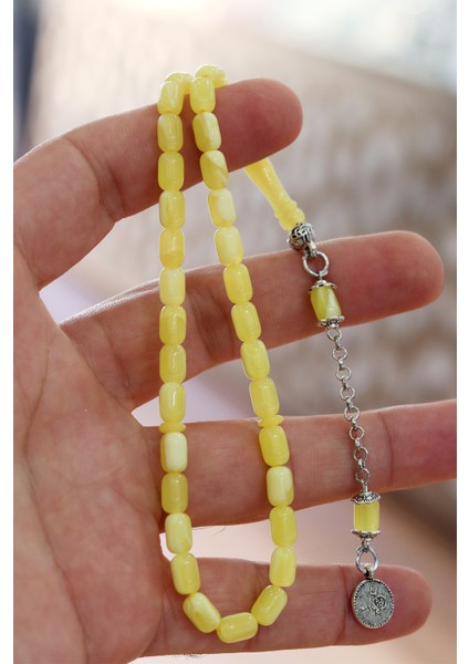 Sarı Küçük Kapsül Kesim Damla Benzetmesi Beyrut Toz Kehribar Tesbih 8x5 mm modelleri