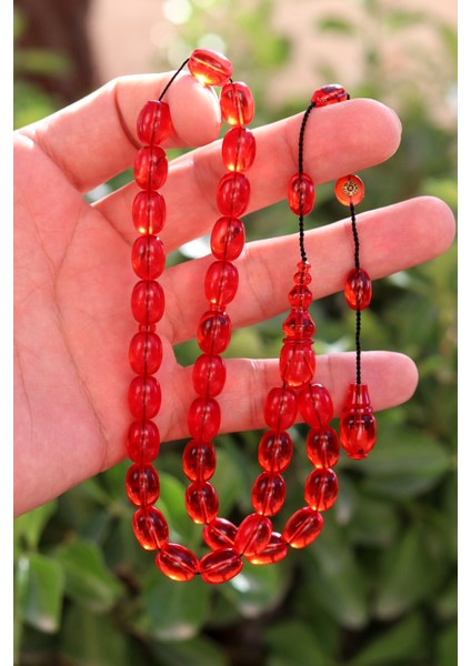 Koyu Kırmızı Arpa Kesim Özel Sistem Ateş Kehribar Tesbih 201024765