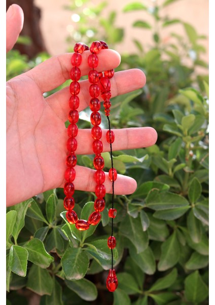 Koyu Kırmızı Arpa Kesim Özel Sistem Ateş Kehribar Tesbih 201024765 modelleri