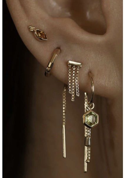 Altın Zincir detaylı küpe 277 modelleri