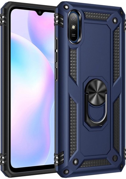 Xiaomi Redmi 9A Kılıf Sofya Yüzüklü Silikon Kapak - Lacivert