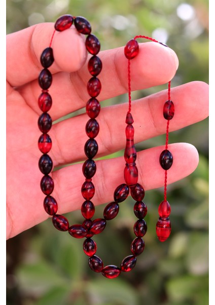 Hareli Kırmızı Siyah Arpa Kesim Özel Sistem Ateş Kehribar Tesbih 201024762