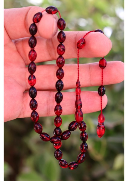 Hareli Kırmızı Siyah Arpa Kesim Özel Sistem Ateş Kehribar Tesbih 201024762 indirimleri