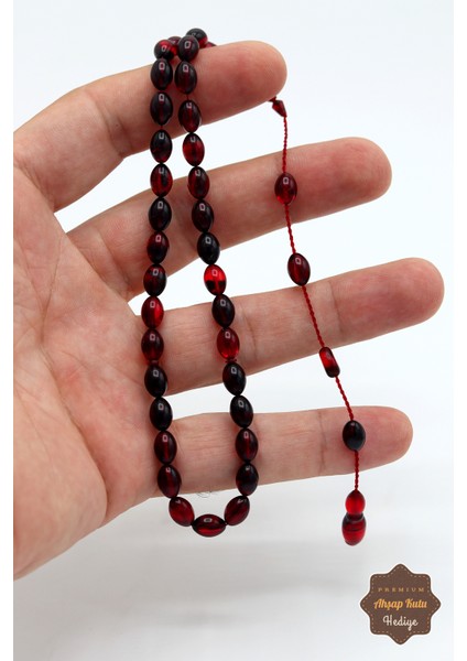 Hareli Kırmızı Siyah Arpa Kesim Özel Sistem Ateş Kehribar Tesbih 201024762