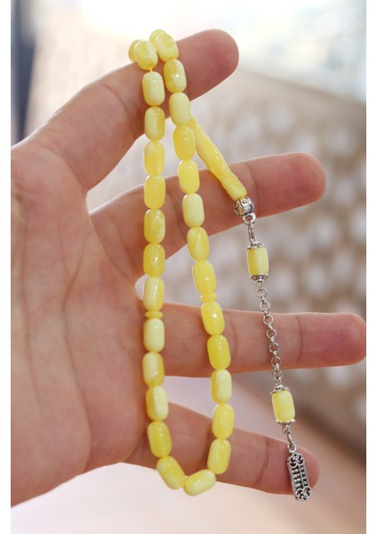 Sarı Renk Kapsül Kesim Damla Benzetmesi Beyrut Toz Kehribar Tesbih 10X6 mm modelleri