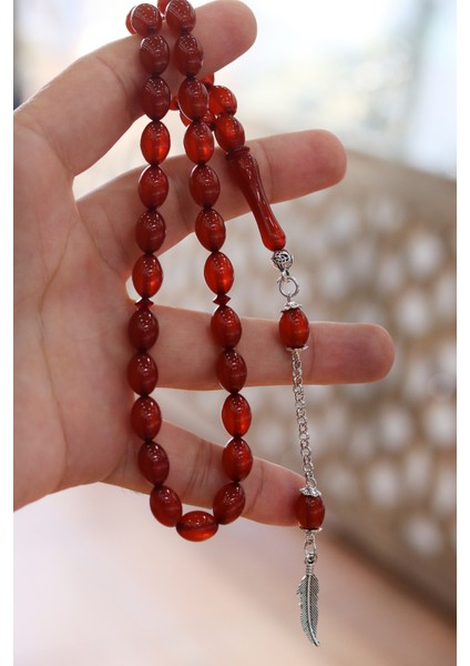 Hareli Koyu Kahverengi Arpa Kesim Kehribar Tesbih 8X11 mm 201024774 fiyatları