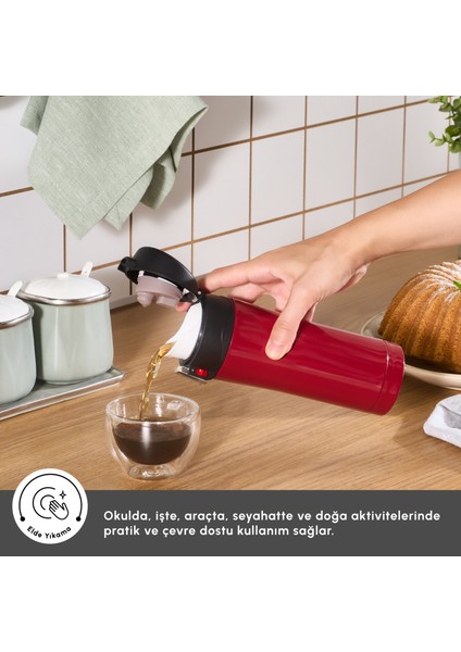 Pluton Çelik Sızdırmaz Termos 350 ml Kırmızı fırsatları