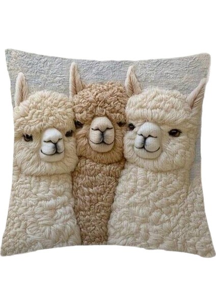 Sevimli Alpaka Yastık Kılıfı, Yumuşak Kısa Peluş Kanepe Minderi Kılıfı, Araba Başucu Dekoratif Minder Kılıfı 2 Adet (Yurt Dışından)